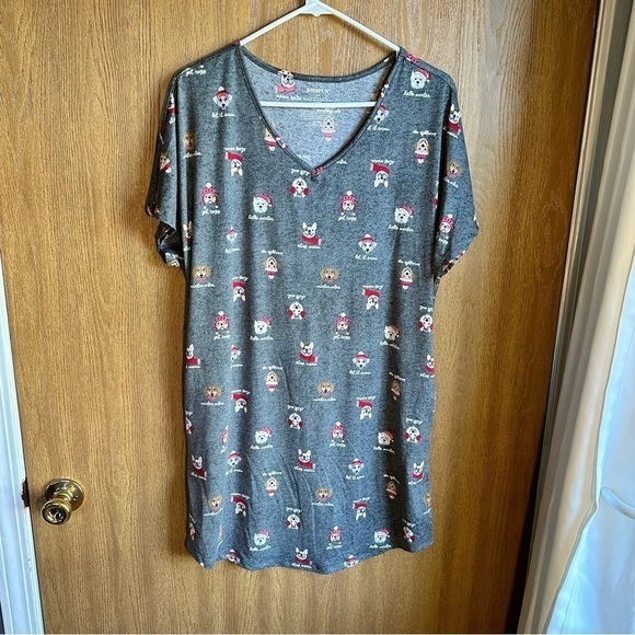 Joyspun Dog Christmas pattern tshirt dress pajama size S-M - Picture 1 of 5